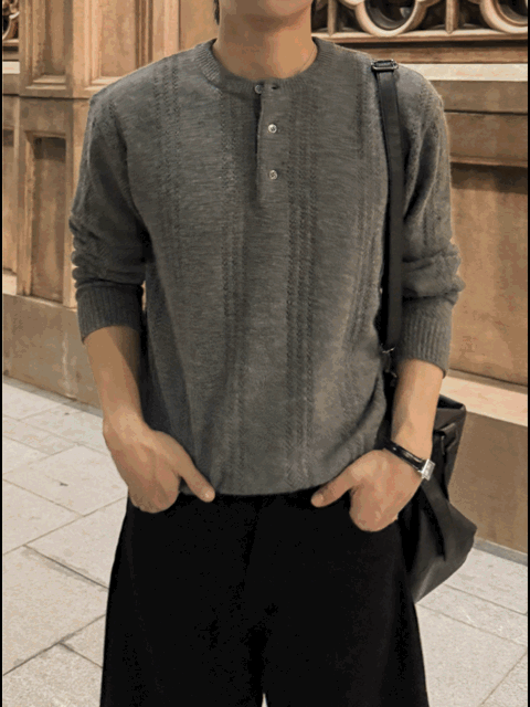 PREMIUM👑細麻花亨利領針織衫｜4色入