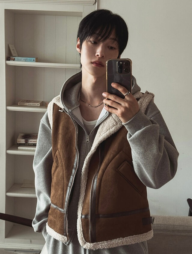 冬日感MAX ❄️皮革拼接背心Jacket｜2色入