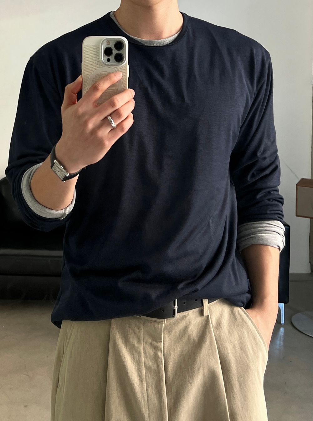 （1＋1）超親膚！韓製柔軟圓領長袖T恤｜9色入