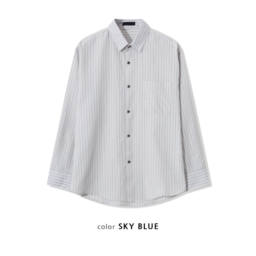 四季皆可穿！泡泡棉短款條紋恤衫｜3色入