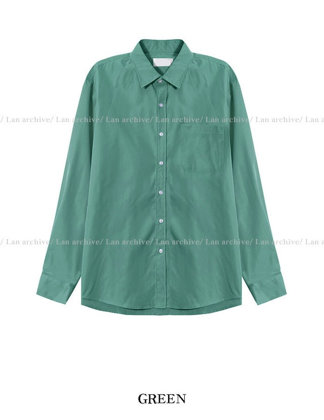 回饋價🧧韓製Pocket口袋基礎款長袖恤衫｜15色入