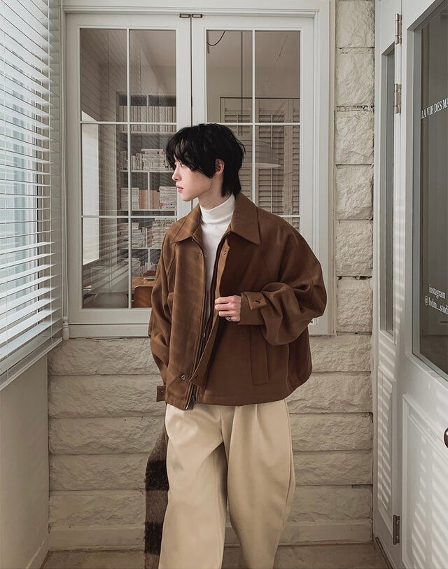 所有身高ok！男友風羊毛束腰短款外套｜2色入