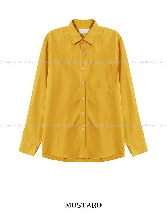 回饋價🧧韓製Pocket口袋基礎款長袖恤衫｜15色入