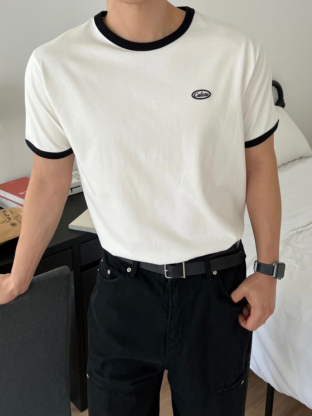 Caliso復古純棉撞色短袖｜3色入