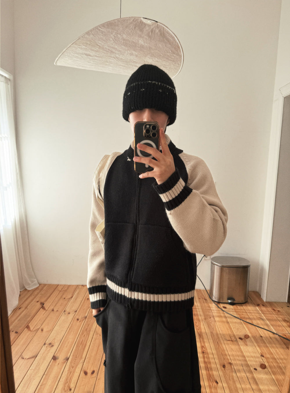 Zip up🧶太陽翻領開胸針織外套｜2色入