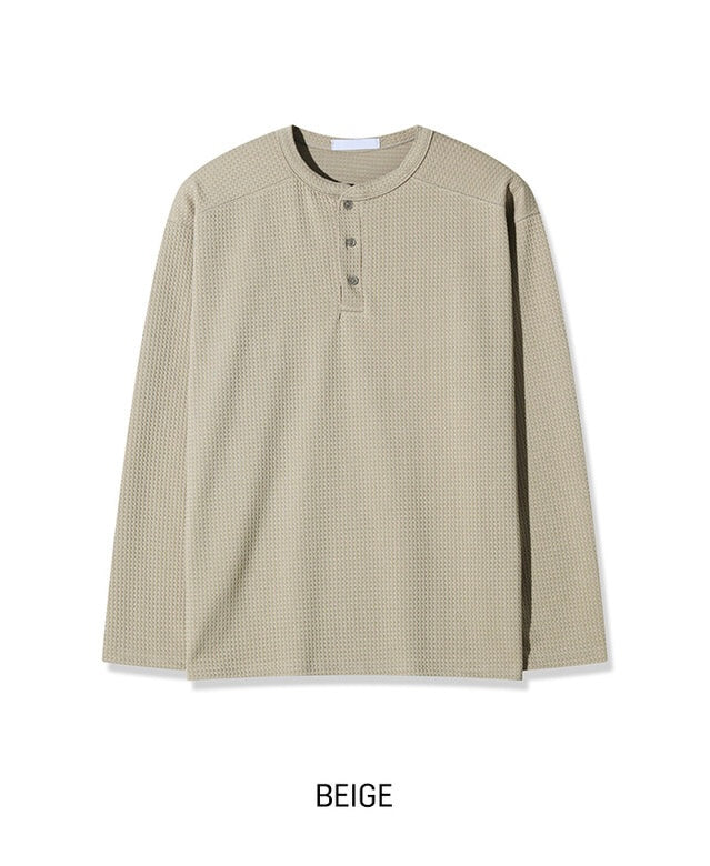 秋冬內搭必備🍂窩夫亨利領長袖TEE｜3色入