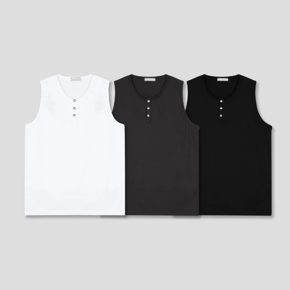 Gym Bro系列🏋️線條鈕扣坎肩背心｜3色入