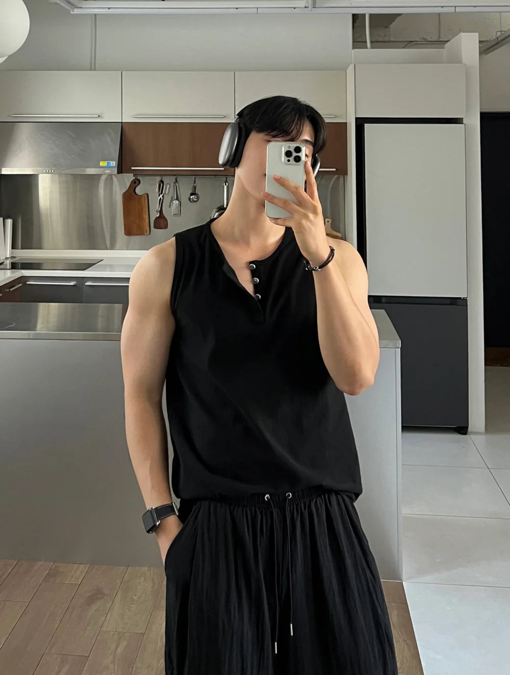 Gym Bro系列🏋️線條鈕扣坎肩背心｜3色入