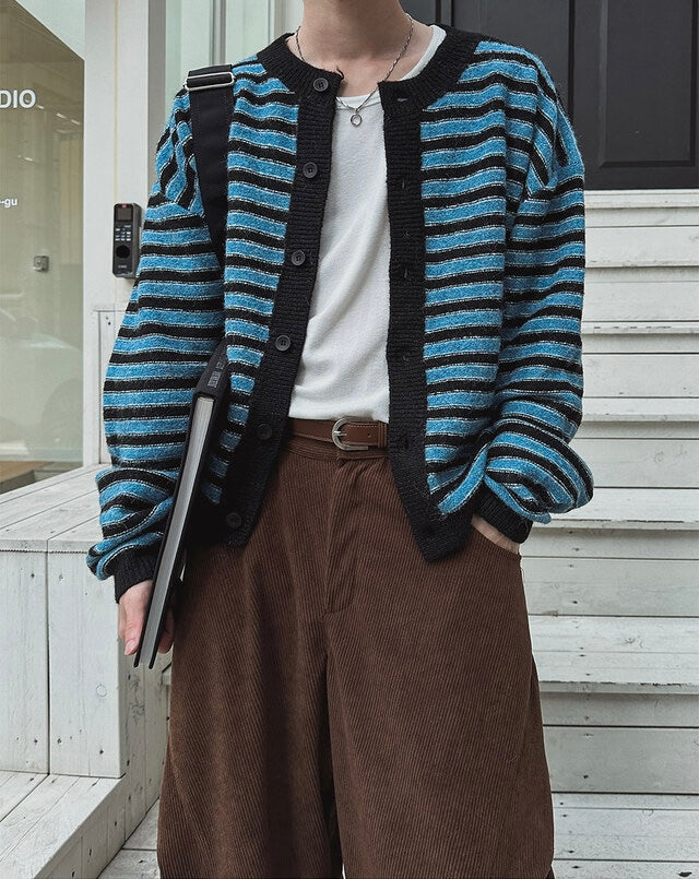 軟糯手感！短款橫間開胸針織外套｜2色入