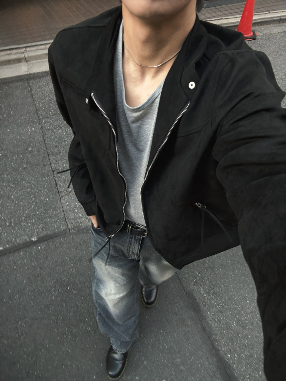 多尺碼！型格貓鬚水洗牛仔褲｜1色入