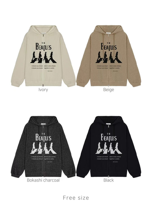 [🇰🇷連線]The Beatles 印花針織薄款拉鏈外套
