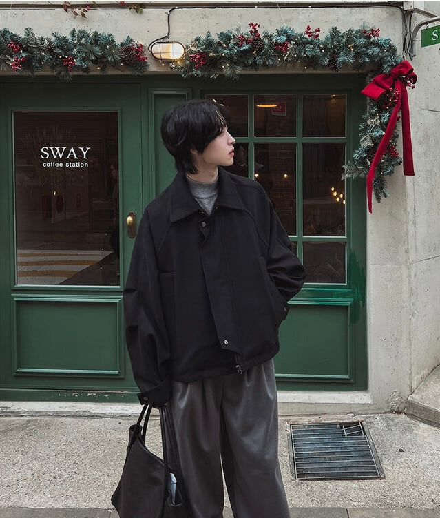 所有身高ok！男友風羊毛束腰短款外套｜2色入