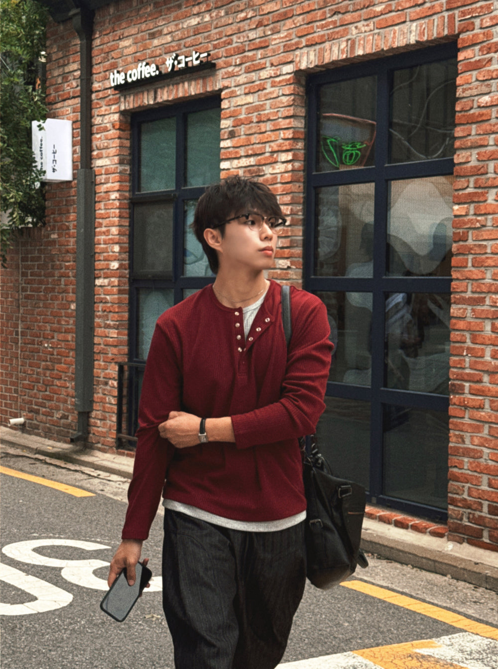 紳士風單品！假兩件細坑紋亨利領Tee｜4色入