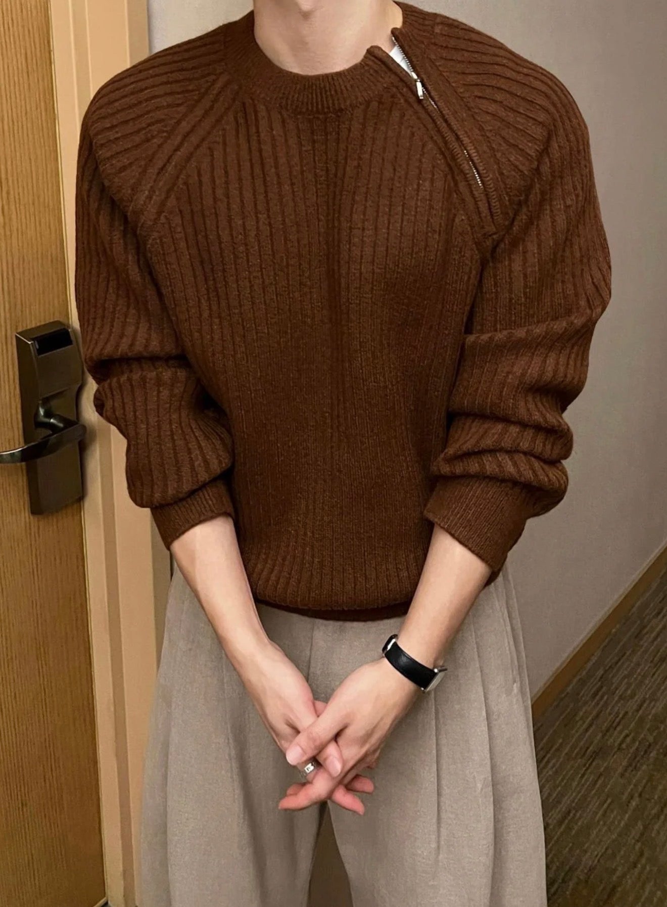 側拉鍊質感針織衫｜6色入