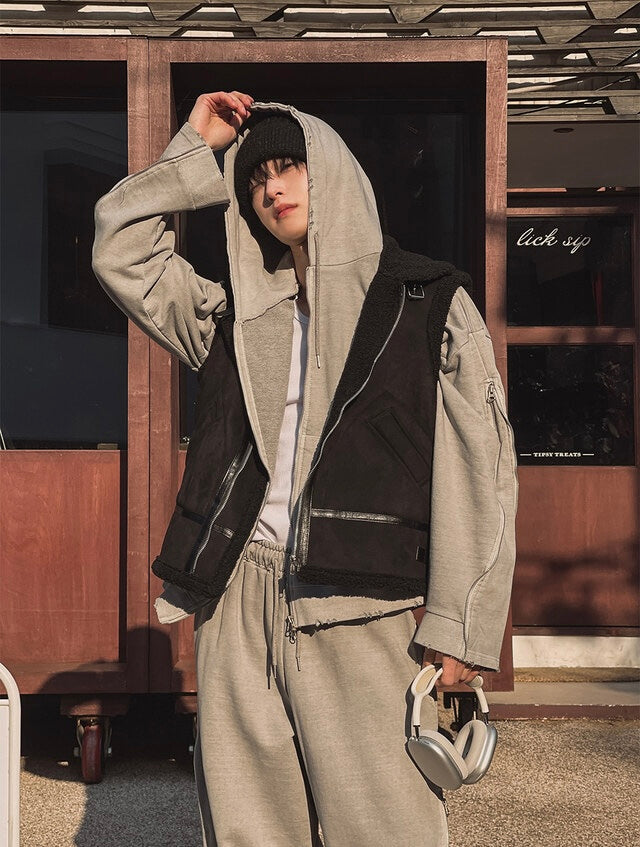 冬日感MAX ❄️皮革拼接背心Jacket｜2色入