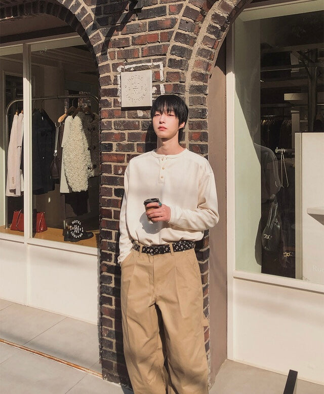 秋冬內搭必備🍂窩夫亨利領長袖TEE｜3色入