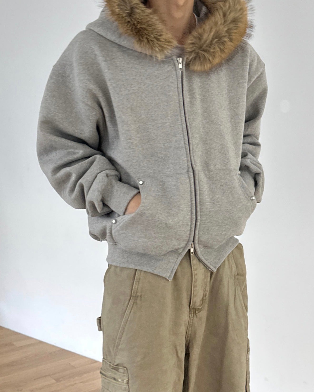 短款比例更好！重磅刷毛開胸衛衣｜2色入