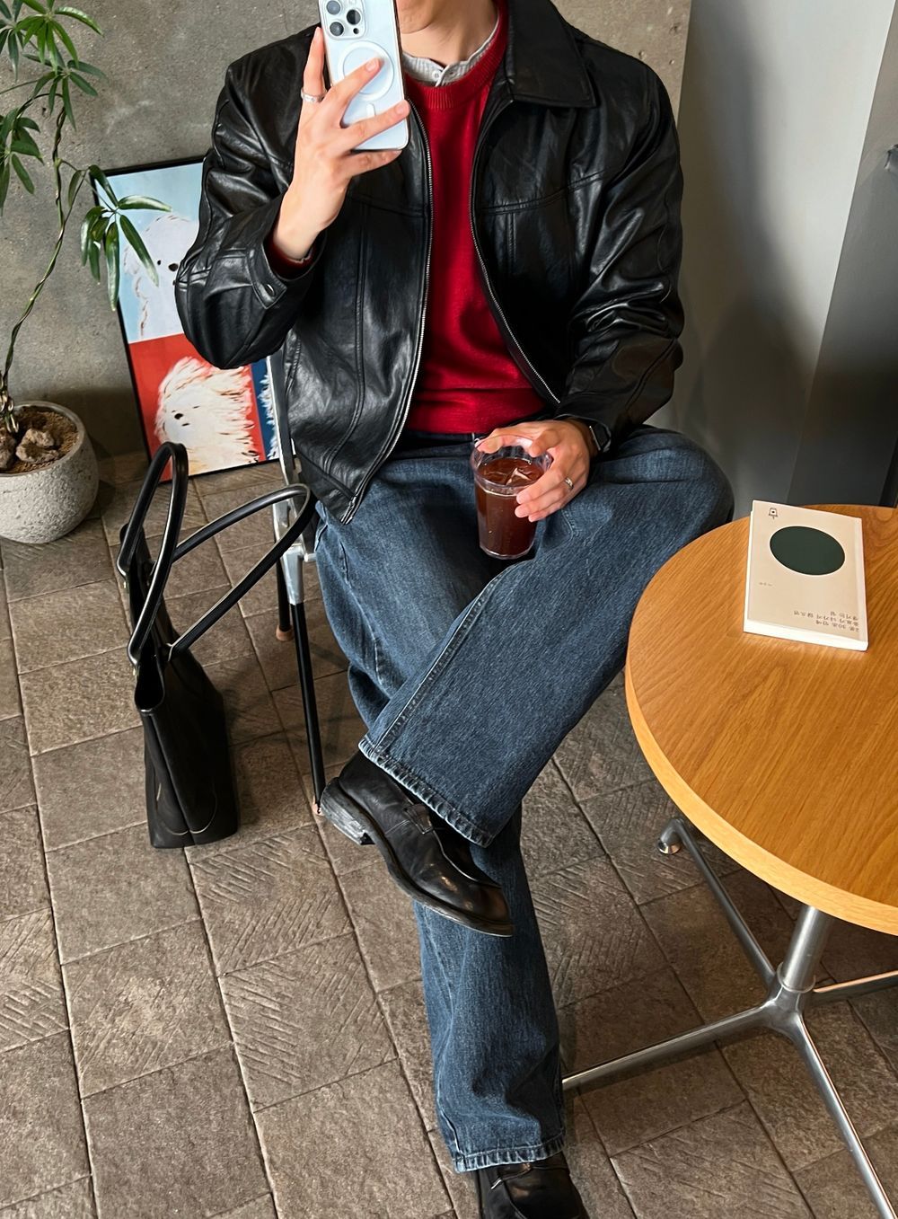 低調光澤感！植物性純素寬鬆短皮褸｜2色入