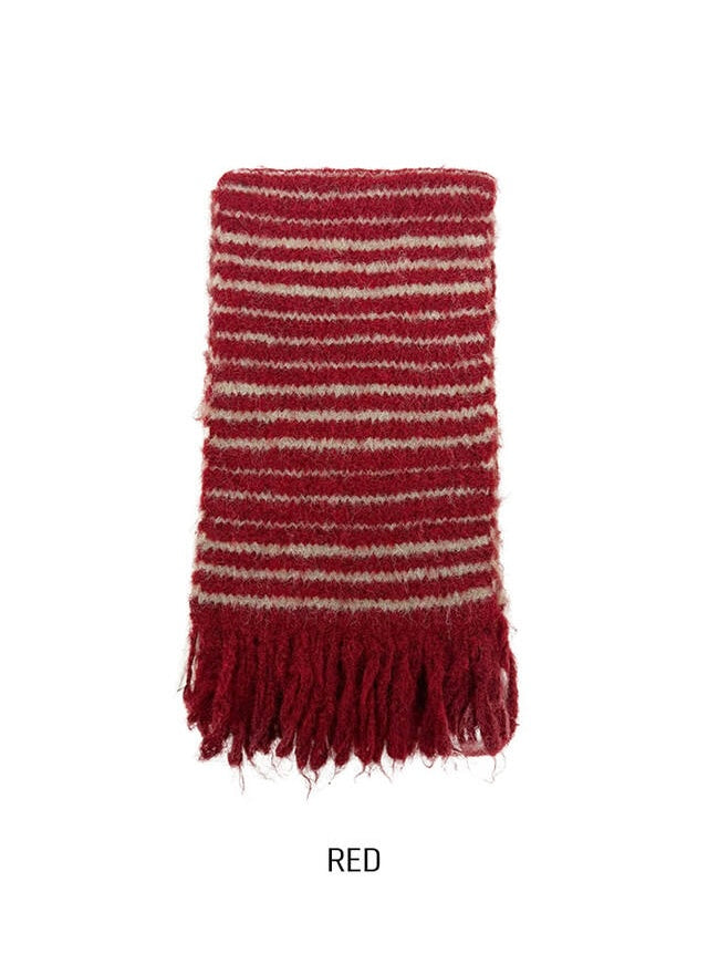 節日感橫間流蘇頸巾｜6色入