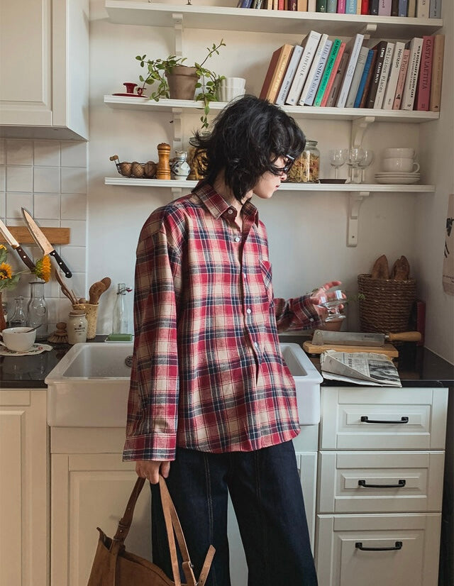 秋冬休閒格紋恤衫｜10色入