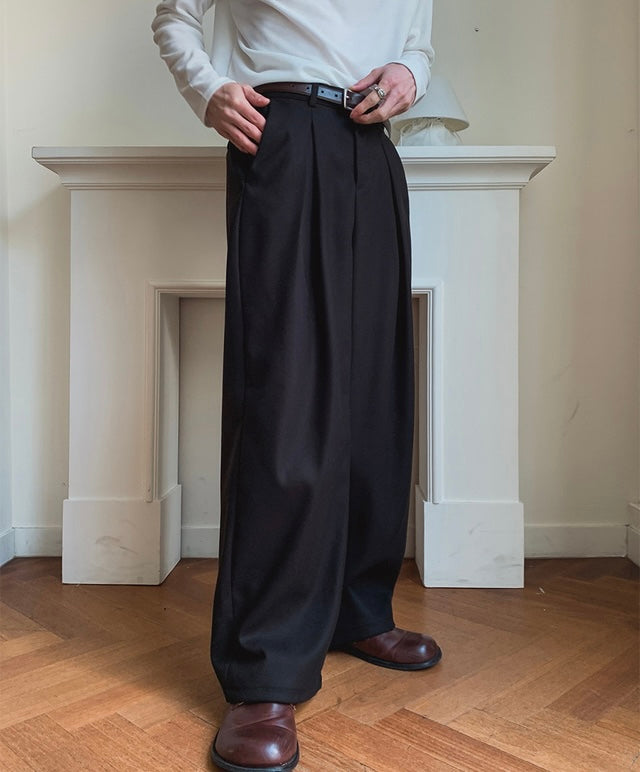 韓版基礎寬鬆西褲｜3色入