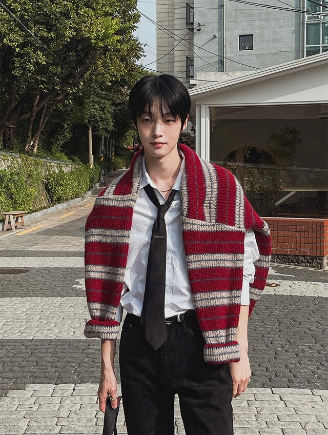 節日感Max！拼色橫間開胸針織外套｜2色入