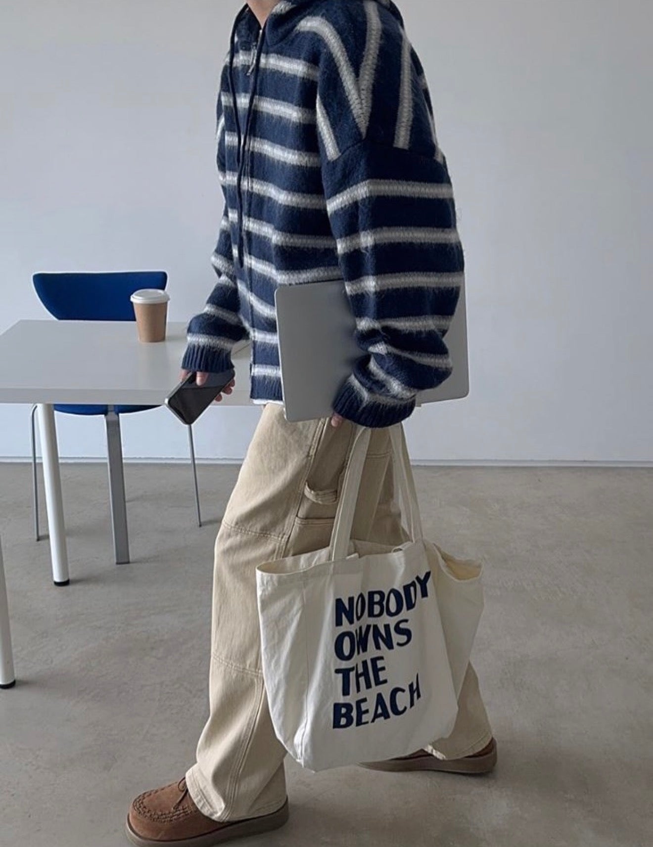 連帽款! 橫間針織拉鏈冷衫外套