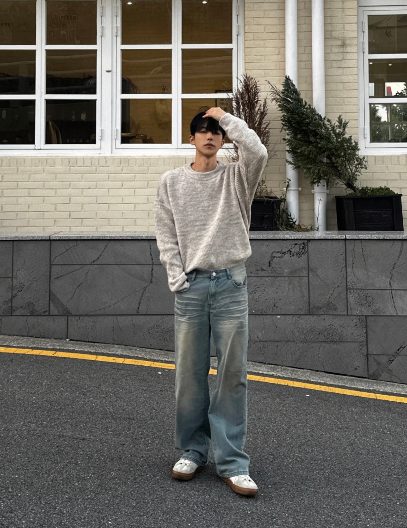 男友感Max！混色羊毛混紡寬鬆針織衫｜4色入