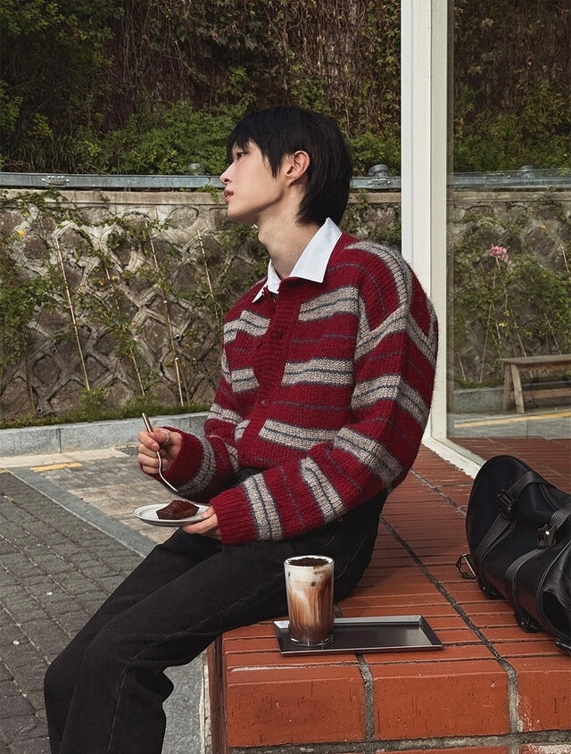 節日感Max！拼色橫間開胸針織外套｜2色入