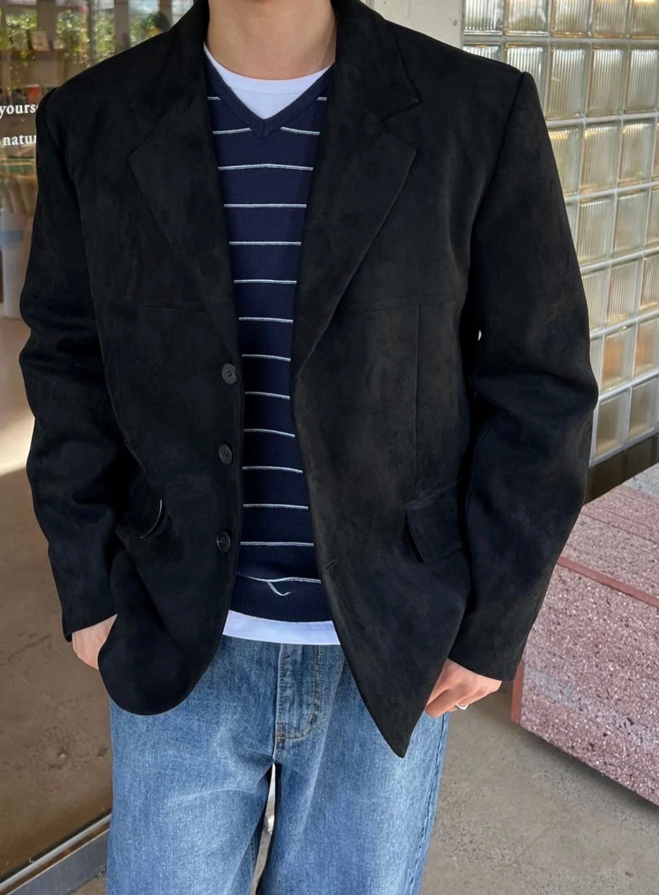 成熟風💼韓系麂皮西裝外套｜2色入