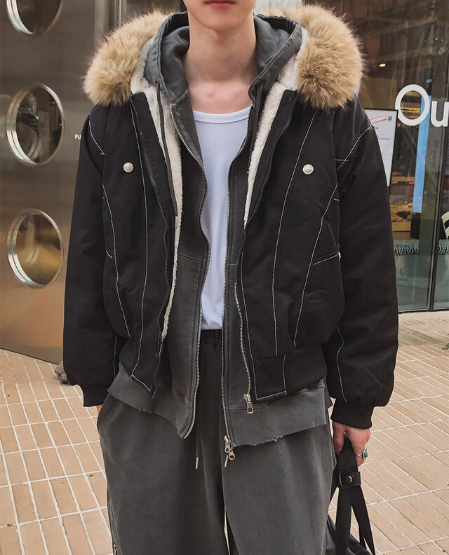 2026大熱款！Raccoon毛毛邊明線外套｜2色入