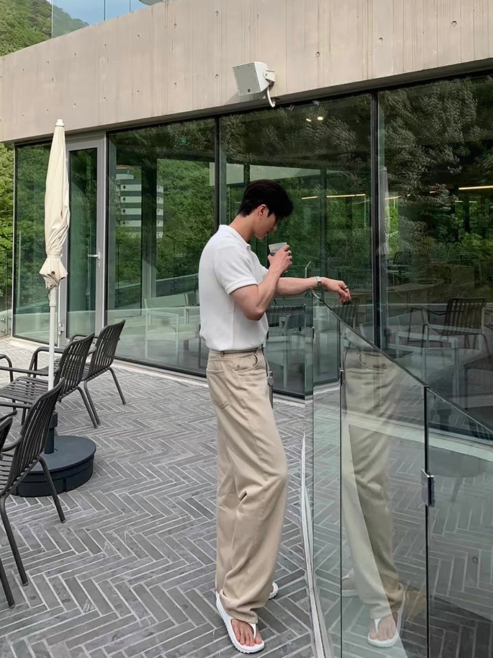 簡約薄款針織衫翻領短袖｜2色入