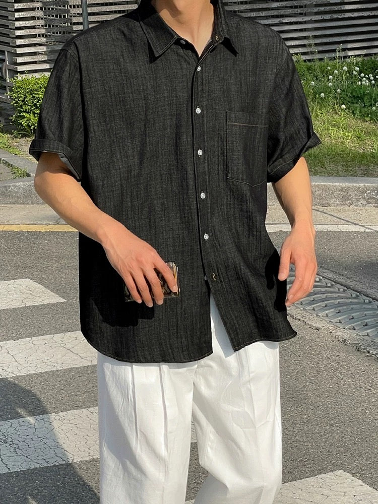 復古牛仔短袖恤衫｜1色入