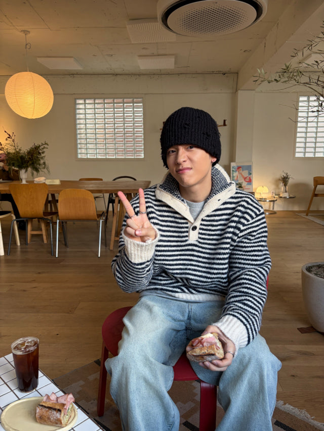 復古輕熟風！橫間亨利高領針織衫｜3色入