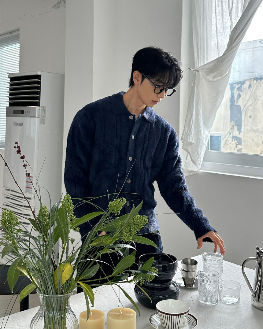 絨毛感🧶Angora山羊毛翻領麻花針織衫｜6色入