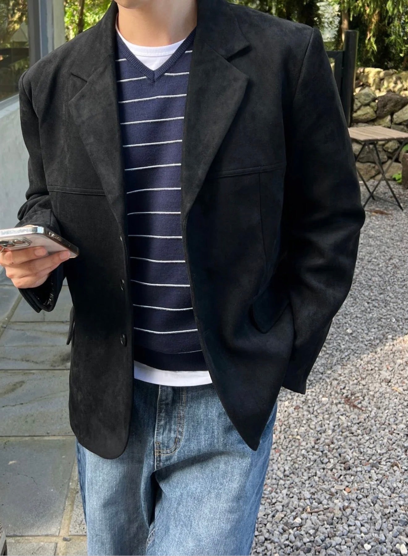 成熟風💼韓系麂皮西裝外套｜2色入