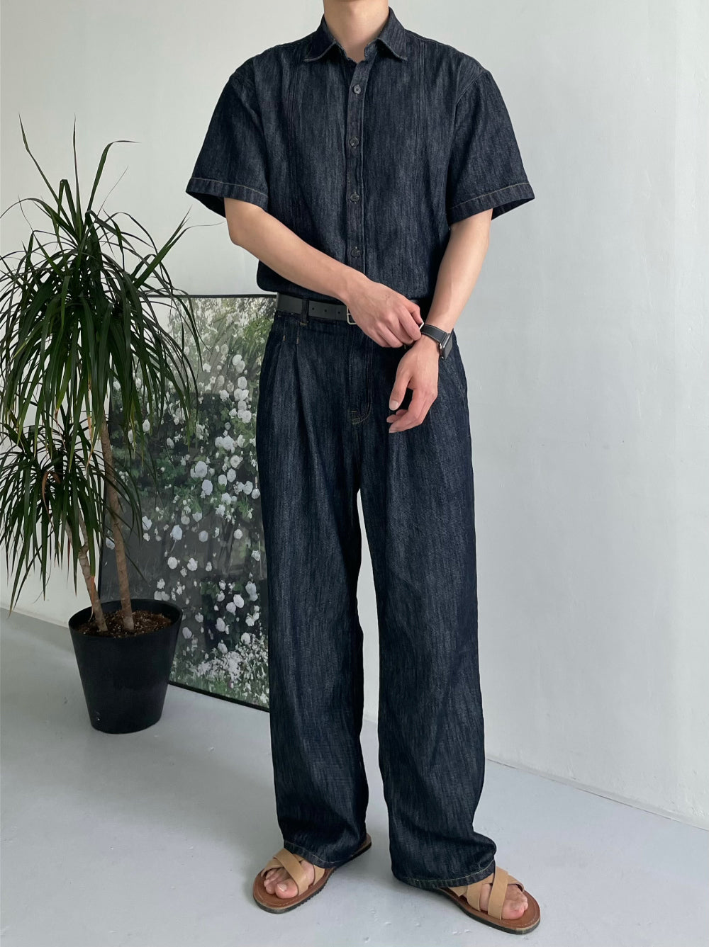 PREMIUM Set👑水洗牛仔短袖恤衫｜1色入