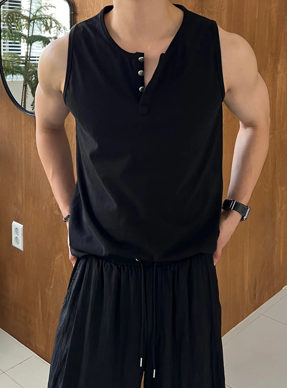 Gym Bro系列🏋️線條鈕扣坎肩背心｜3色入