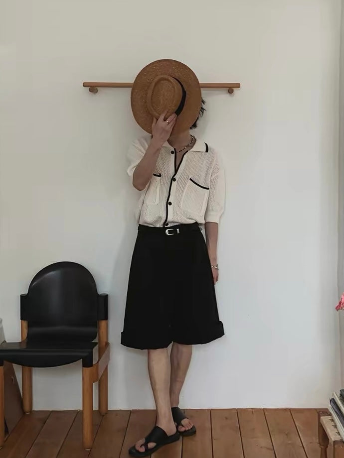 小香風針織衫開胸恤衫｜1色入