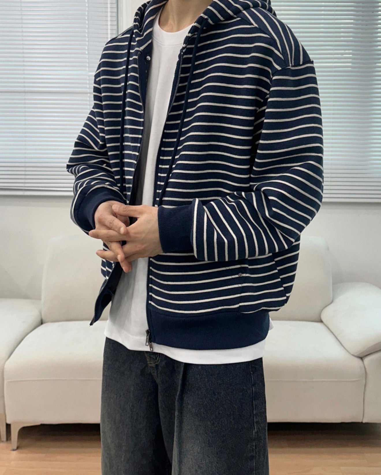 韓系簡約款✨條紋開胸衛衣｜2色入