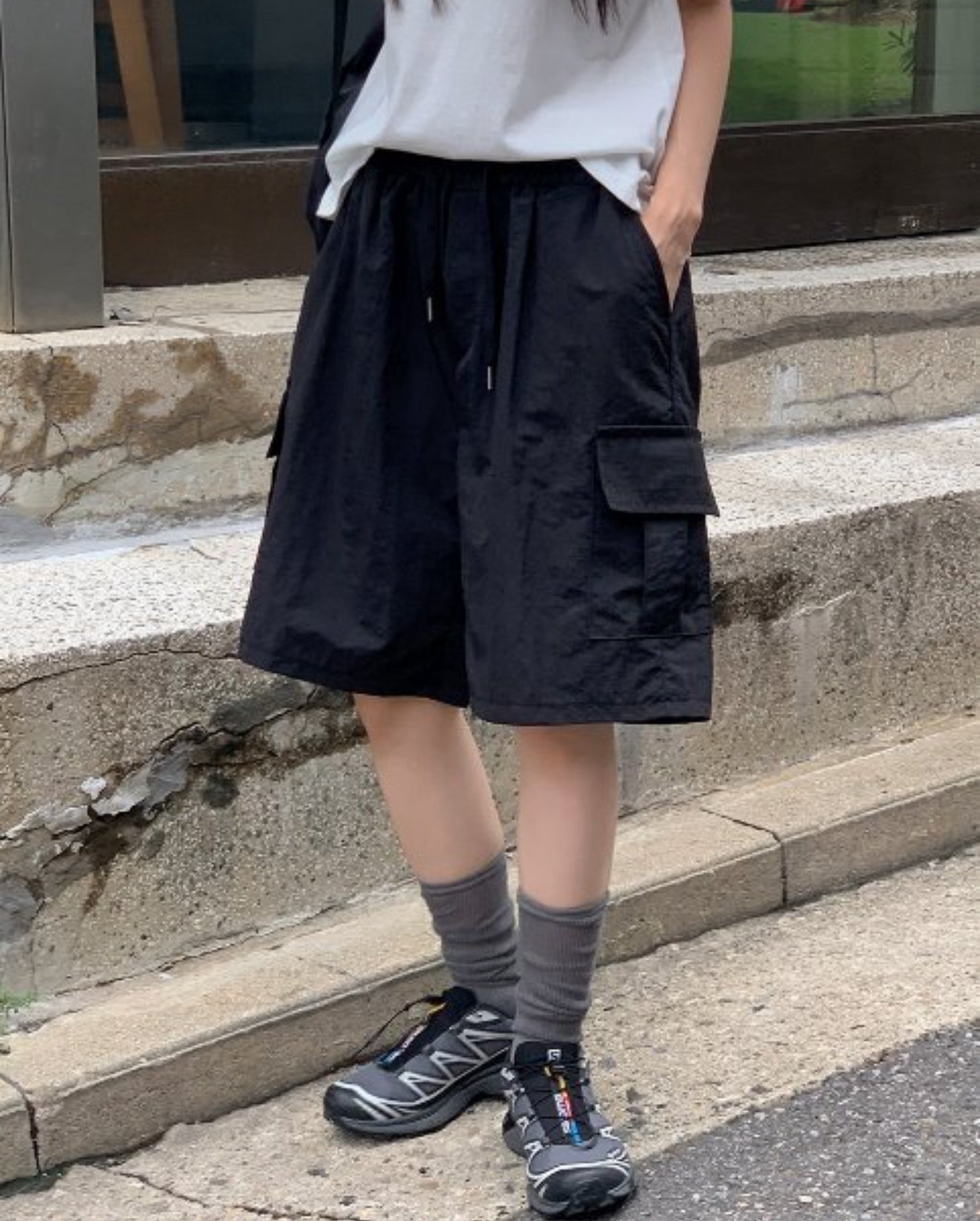 尼龍材質側袋工裝短褲