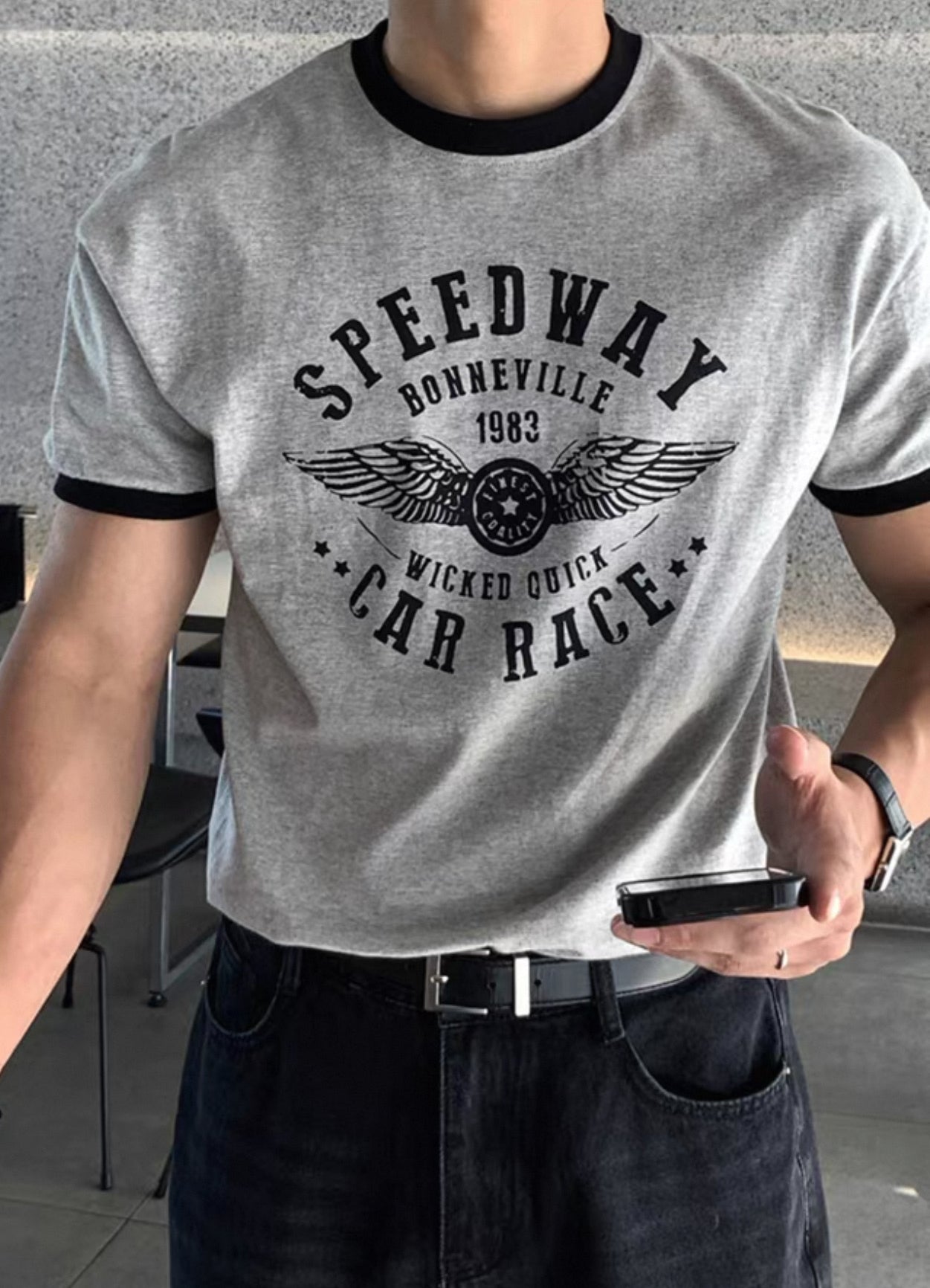 Speed way 復古圖騰 Ringer Tee