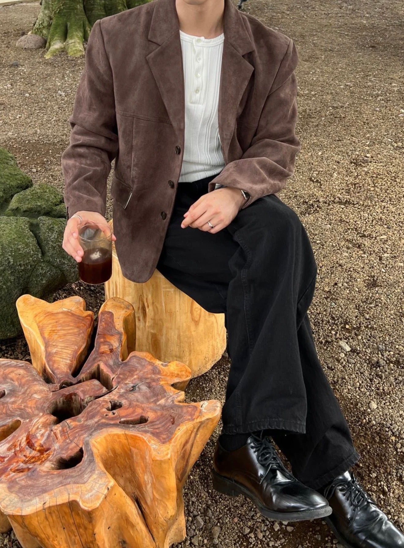 成熟風💼韓系麂皮西裝外套｜2色入