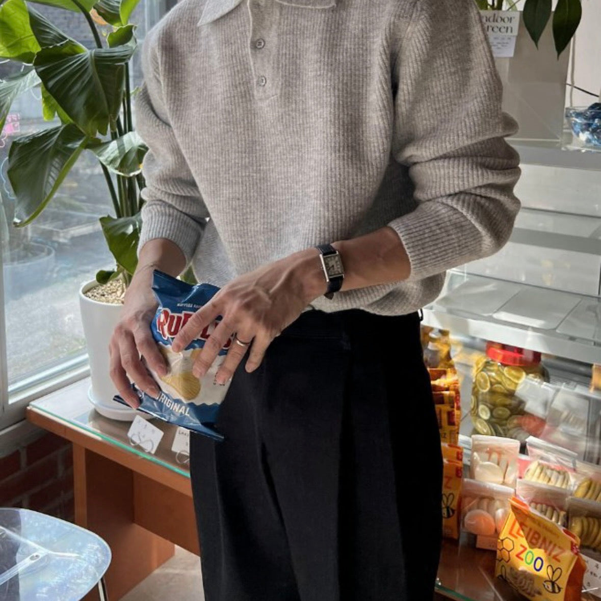 (休閑穩重感！)純色翻領POLO針織上衣｜9色入