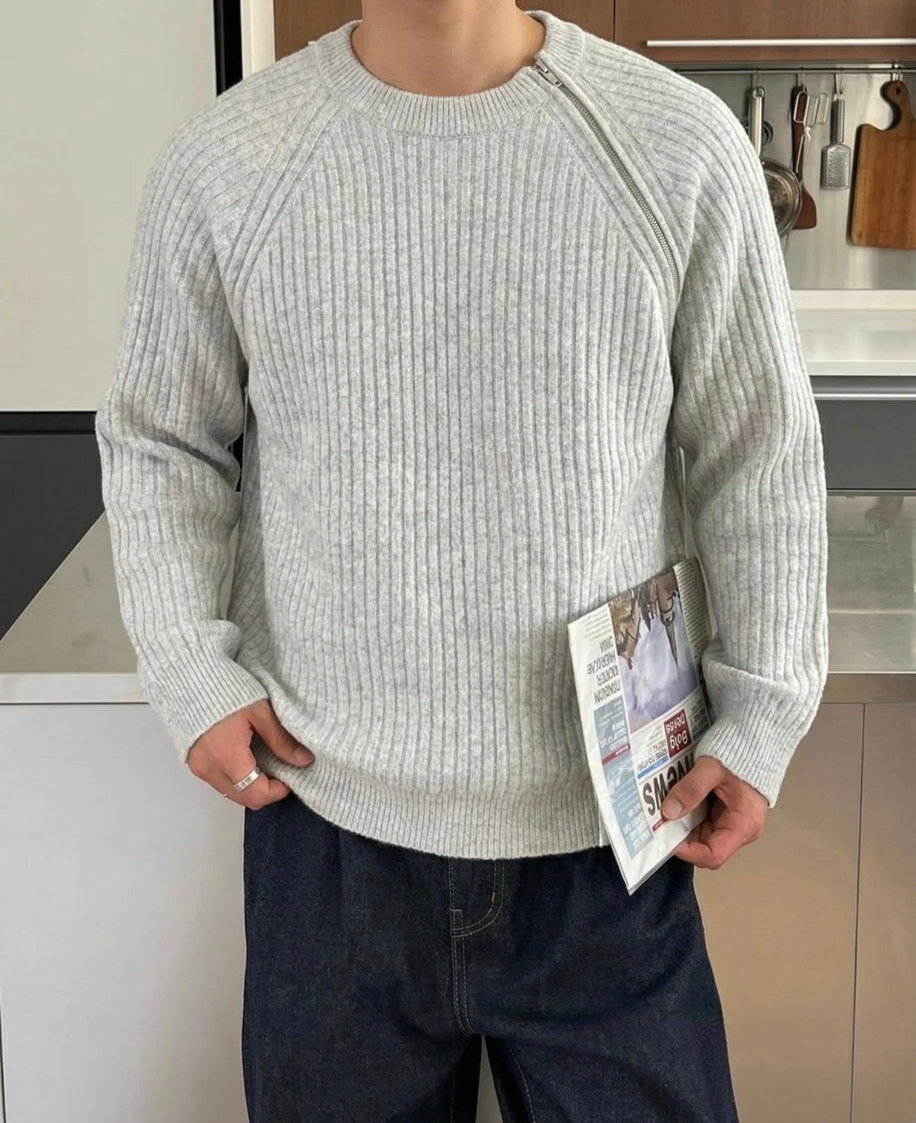 側拉鍊質感針織衫｜6色入