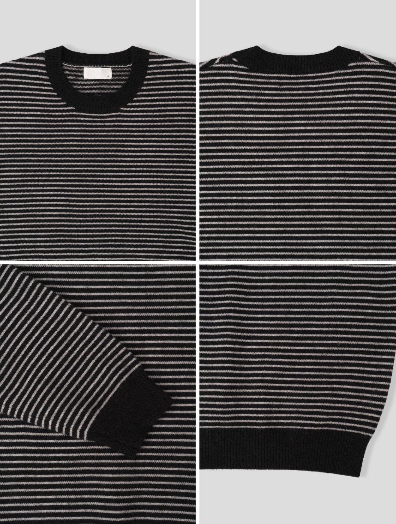 莫代爾圓領橫間針織衫｜3色入