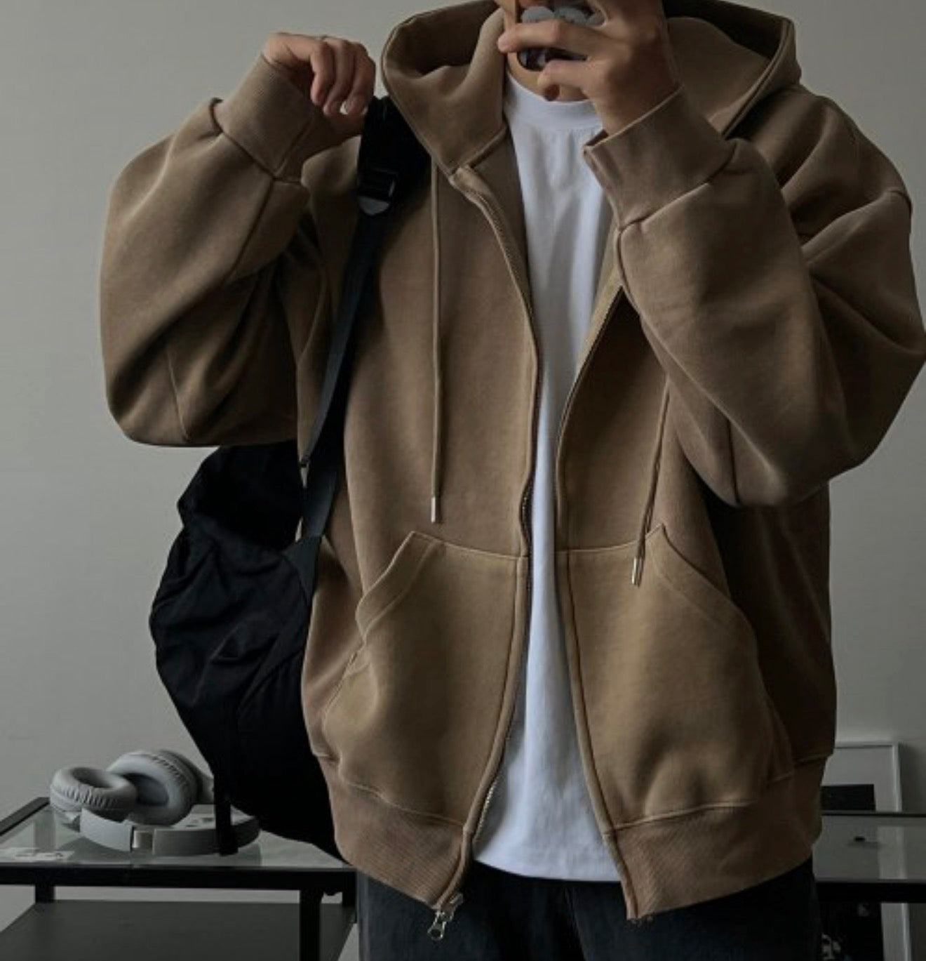 重磅水洗純色Oversized雙拉鏈衛衣