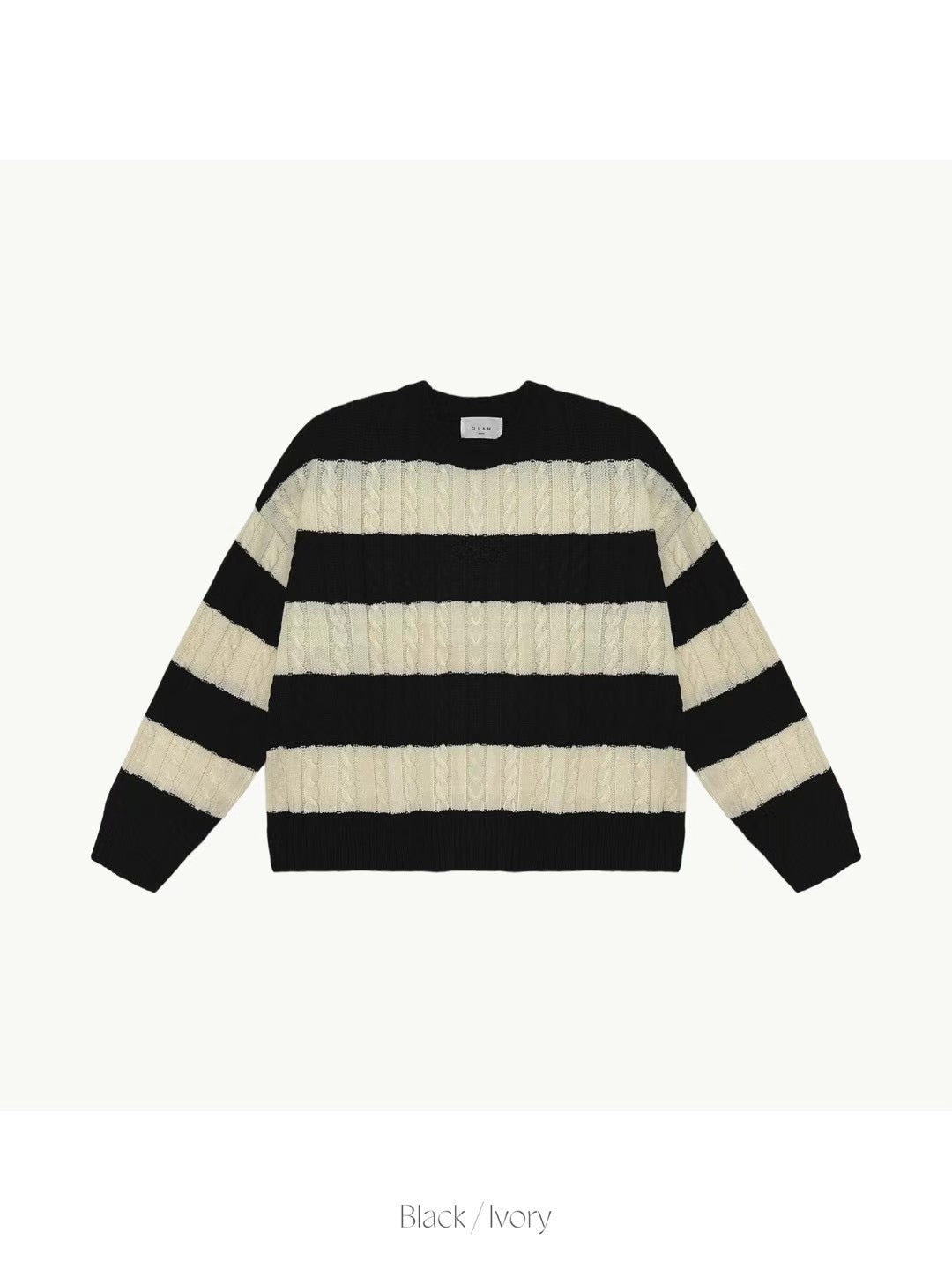 麻花紋拼色間條針織衫