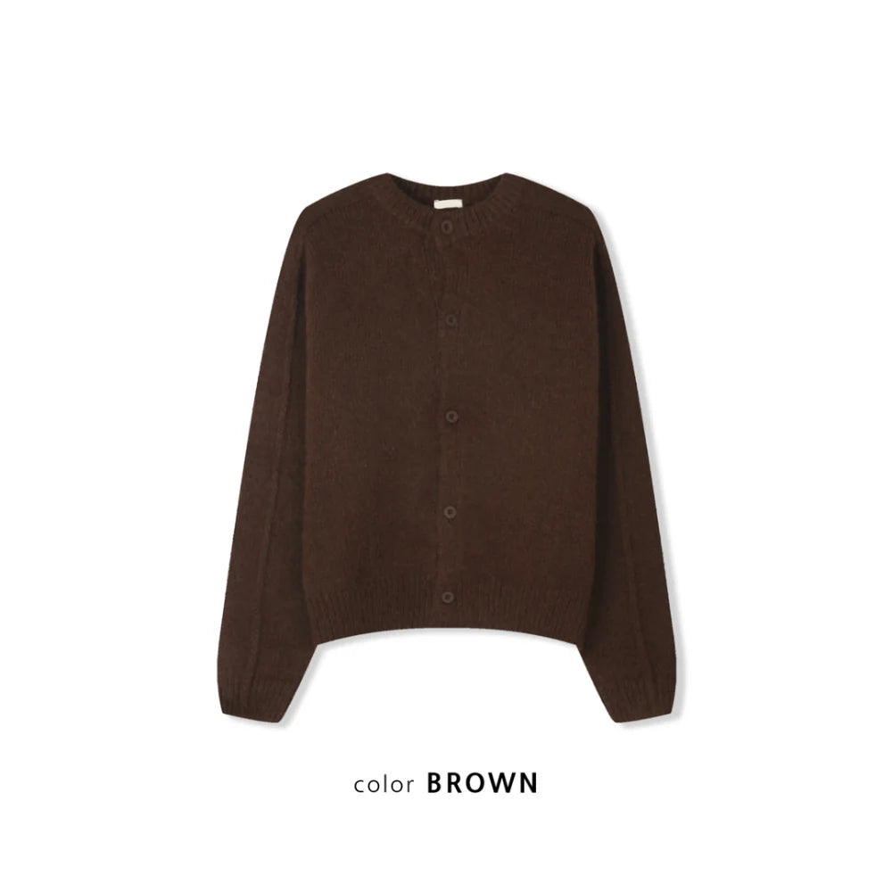 立體剪裁顯肩闊💪🏻圓領短款開胸針織衫｜6色入