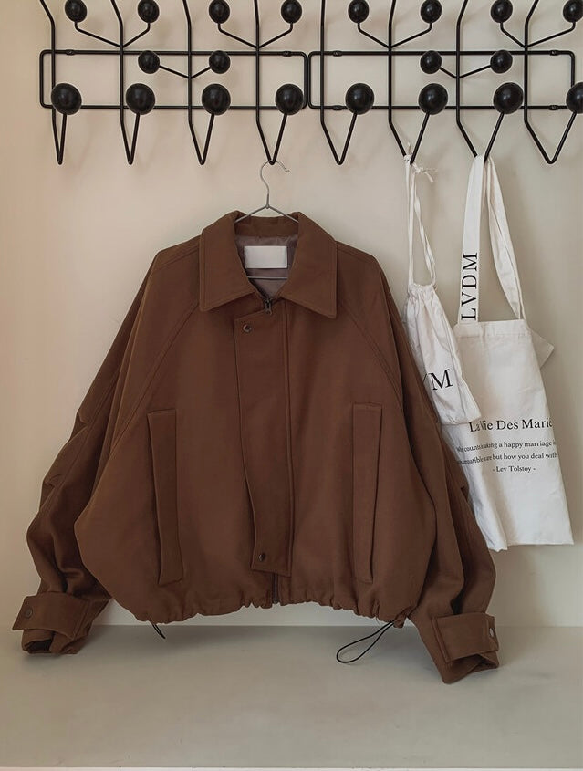 所有身高ok！男友風羊毛束腰短款外套｜2色入